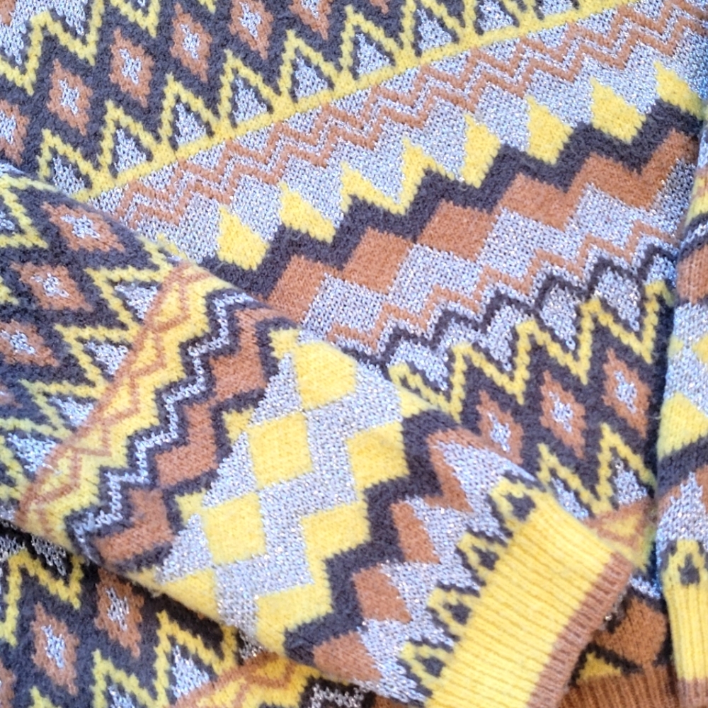 Marc New York Fair Isle Yellow and Metallic Sweater - Picture 6 of 6